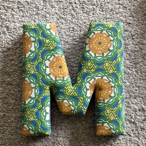 Anthropologie Green and Blue Patterned Wall Letter Decor